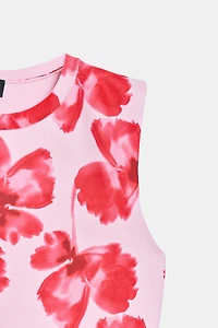 JACQUARD FLORAL KNIT MINI DRESS