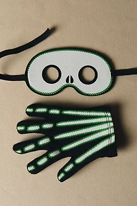 CHILDREN'S SKELETON HALLOWEEN COSTUME WITH GLOVES AND MASK