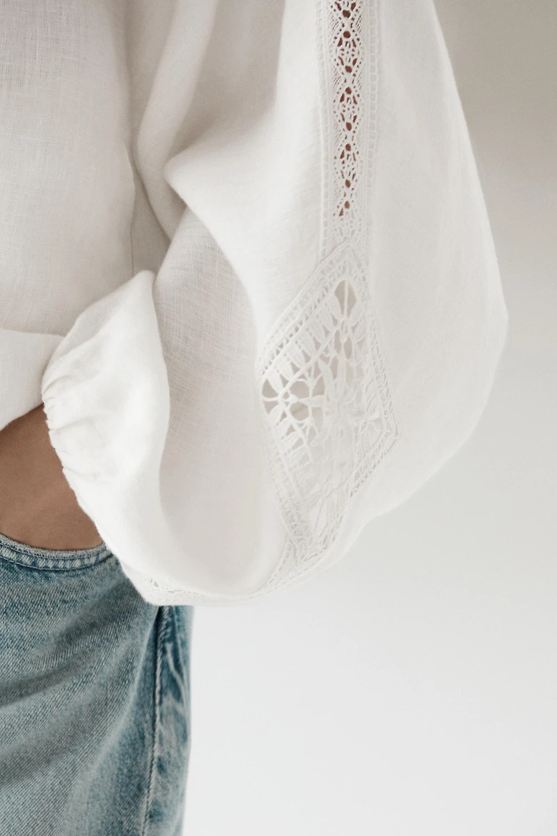 100% linen bomber jacket with embroidered detail