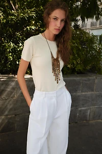 PLEATED WIDE LEG PANTS