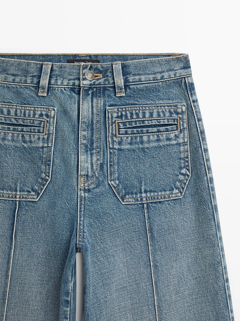 Mid-rise wide-leg jeans