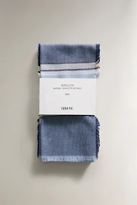 LOT DE 2 SERVIETTES DE TABLE RAYURES FIL TEINTÉ