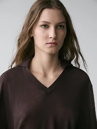 Oversize silk and wool blend knit sweater