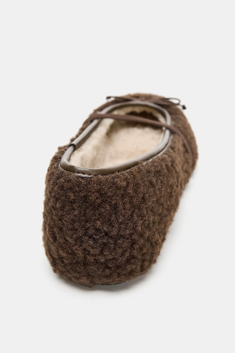 FAUX SHEARLING BALLET FLATS