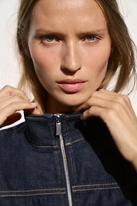 Z1975 HIGH-COLLAR DENIM BOMBER JACKET