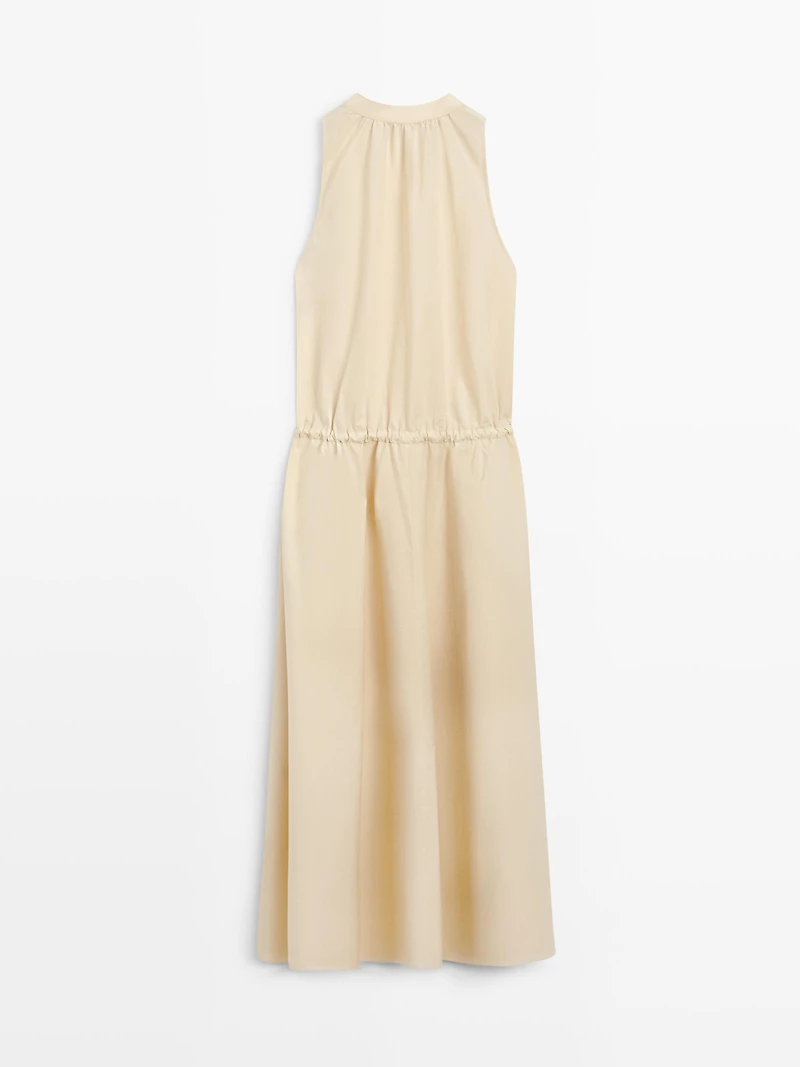 100% cotton midi dress with elasticated waist