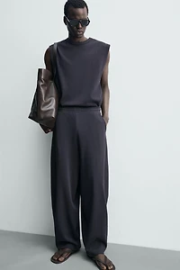 RIBBED TEXTURE BALLOON FIT JOGGER PANTS