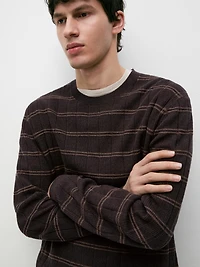 Striped knit crew neck sweater