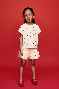 PRINTED PLUSH SHORTS