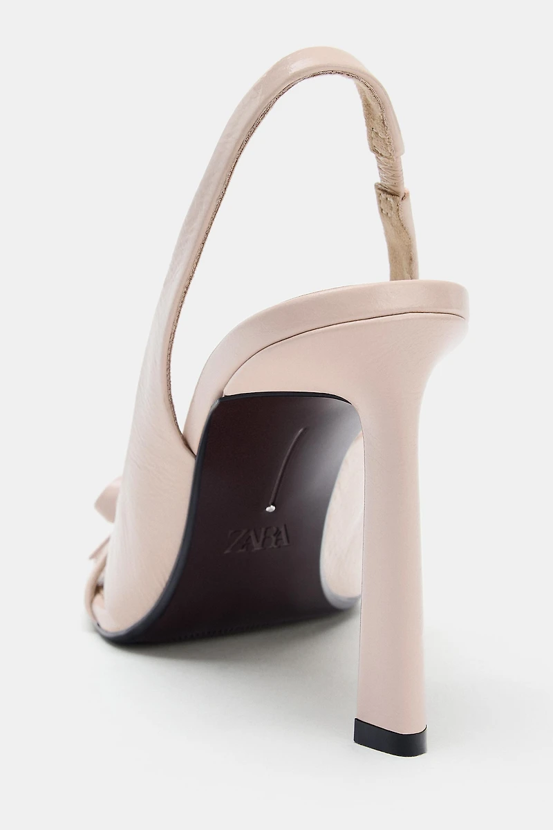 SANDALES À TALONS EN CUIR AVEC NŒUD