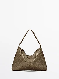 Mid-sized braided leather shoulder bag