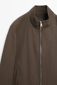 Cotton blend high-neck jacket