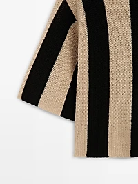 Striped cotton blend knit sweater