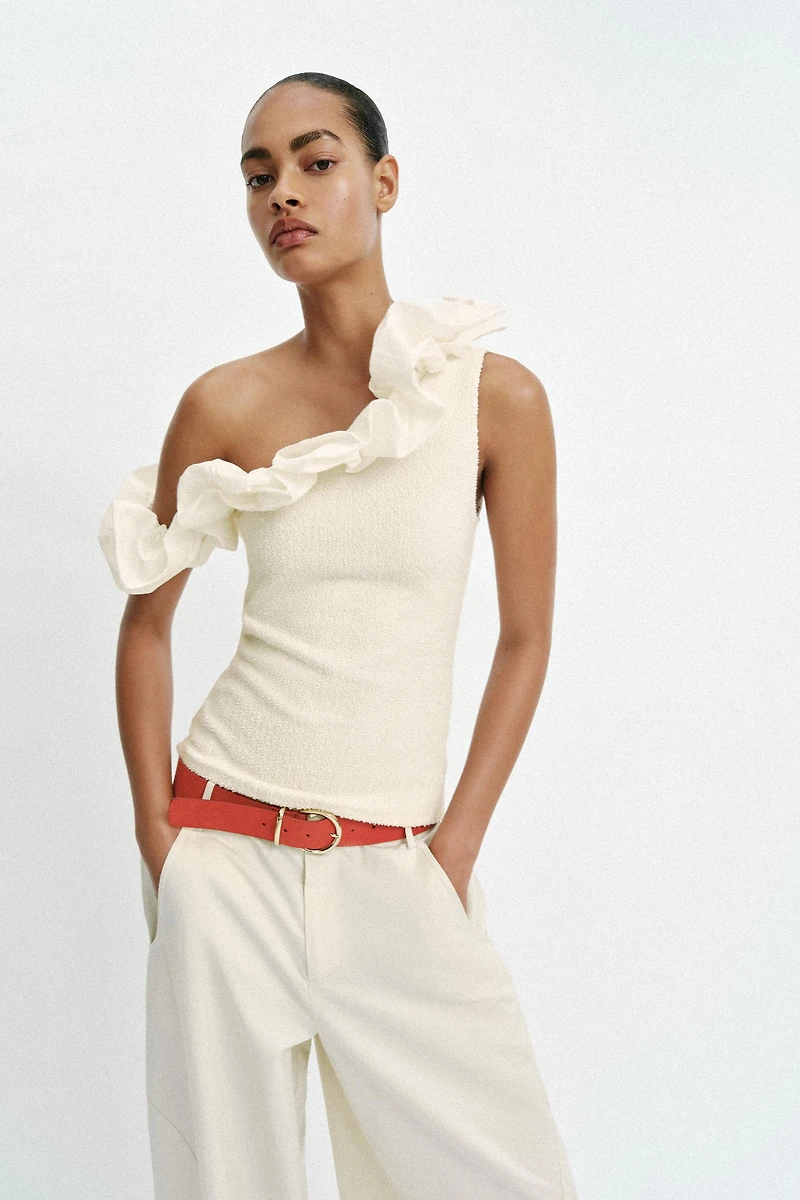 ASYMMETRIC BOUCLÉ TOP