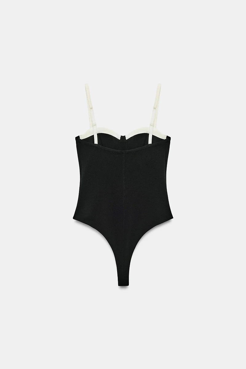 CONTRAST STRAPPY BODYSUIT