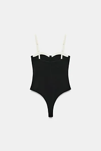 CONTRAST STRAPPY BODYSUIT