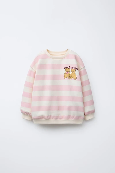 STRIPED TEDDY BEAR SWEATSHIRT