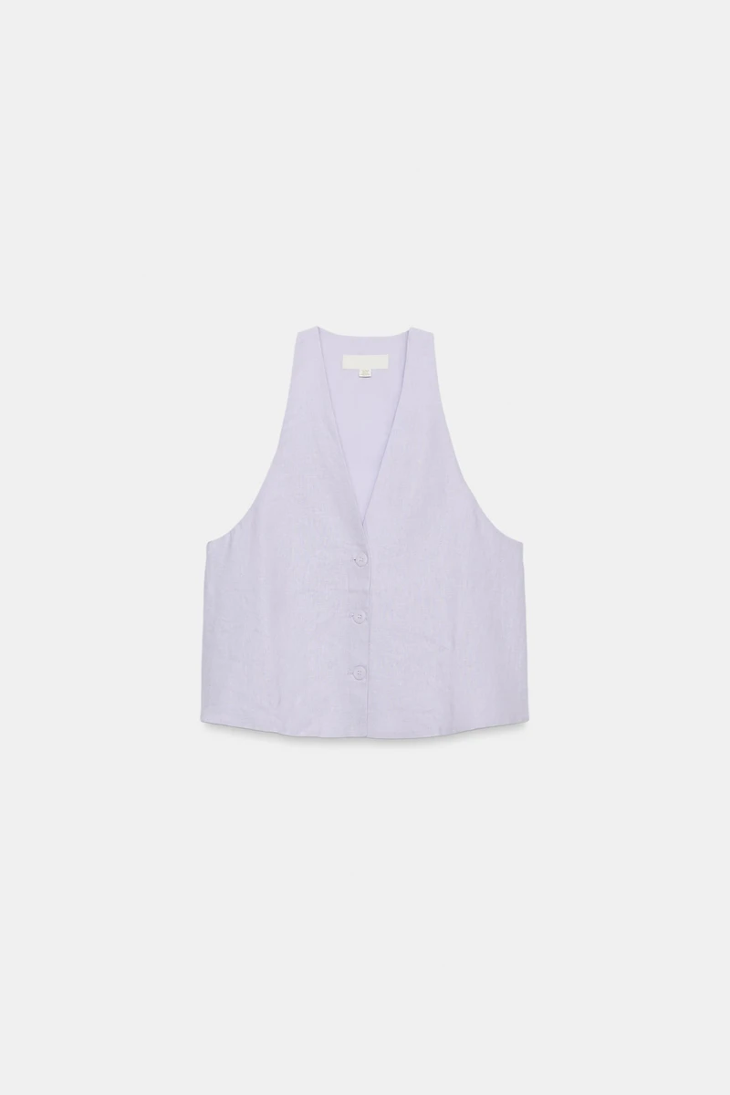 BUTTONED LINEN VEST