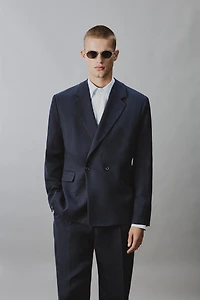 DOUBLE BREASTED LINEN - COTTON SUIT JACKET