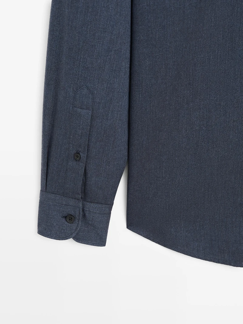 Chemise slim chinée en twill