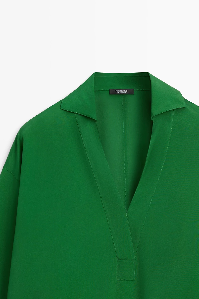 Long sleeve flowing polo shirt