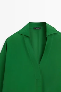 Long sleeve flowing polo shirt