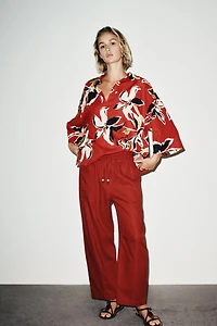 LINEN BEADED DRAWSTRING PANTS