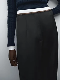 Flowing textured satin trousers