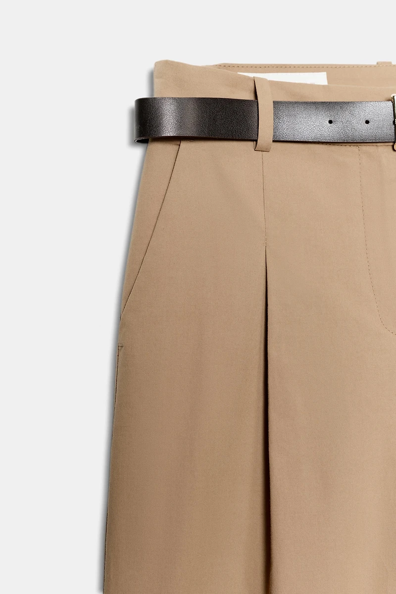 WIDE LEG BELTED PANTS