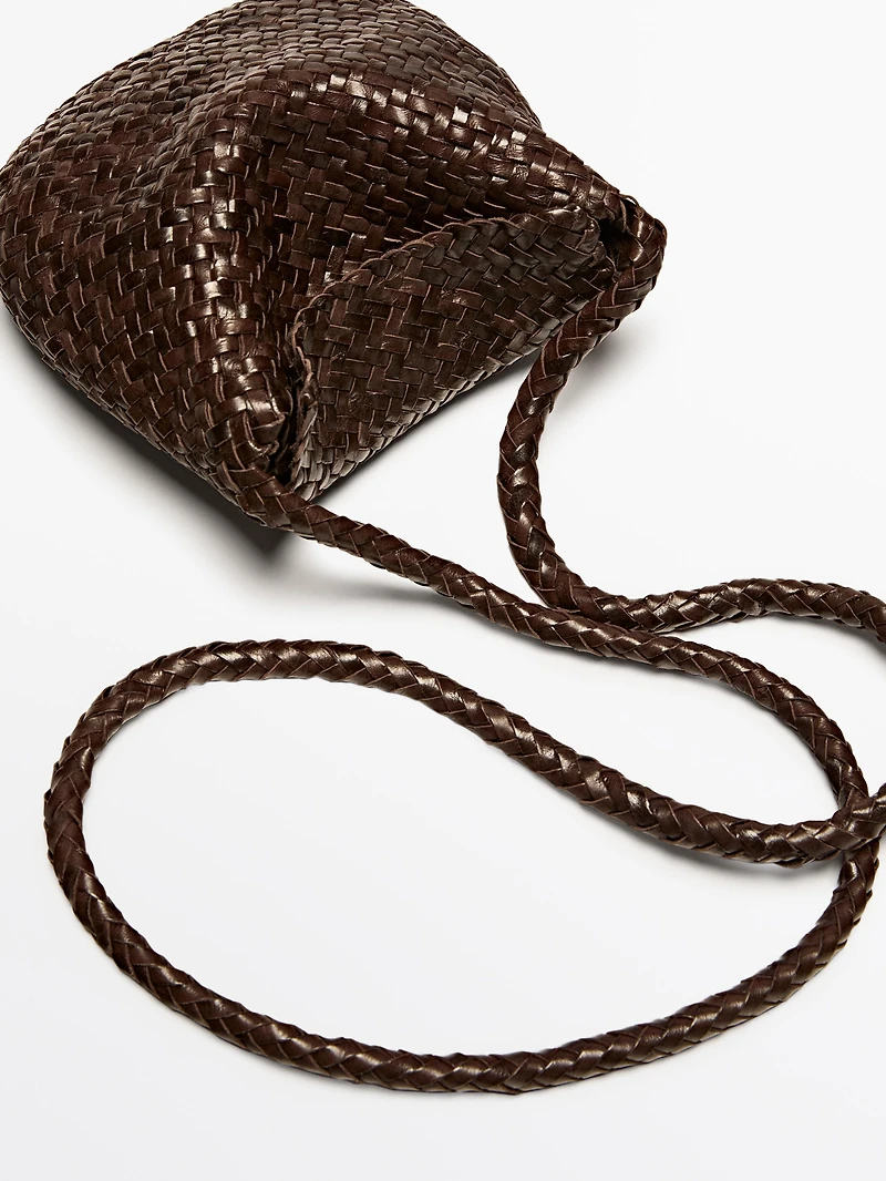 Braided nappa leather crossbody bag