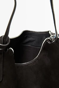 Medium split suede shoulder bag