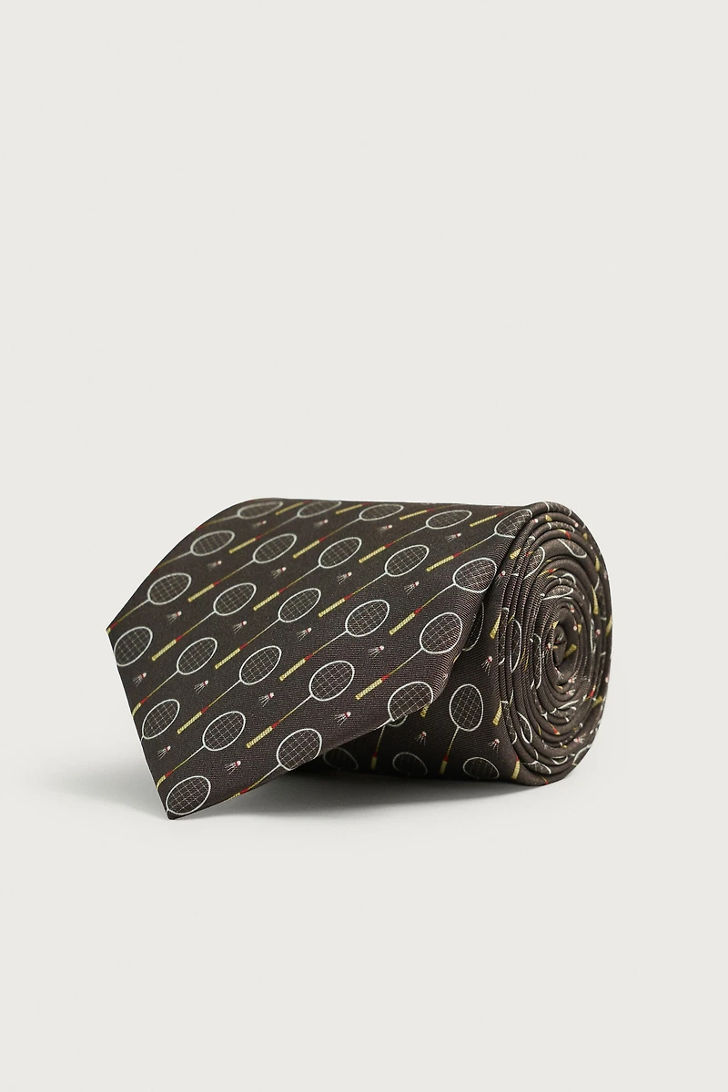 100% SILK JACQUARD RACQUET TIE
