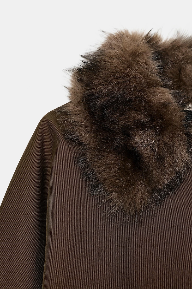 TRENCH COURT COL EFFET FOURRURE ZW COLLECTION