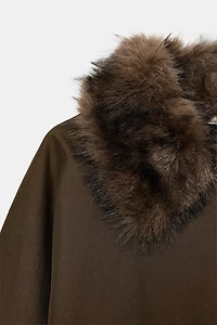 TRENCH COURT COL EFFET FOURRURE ZW COLLECTION