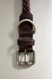 COLLIER CUIR TRESSE CHIENS