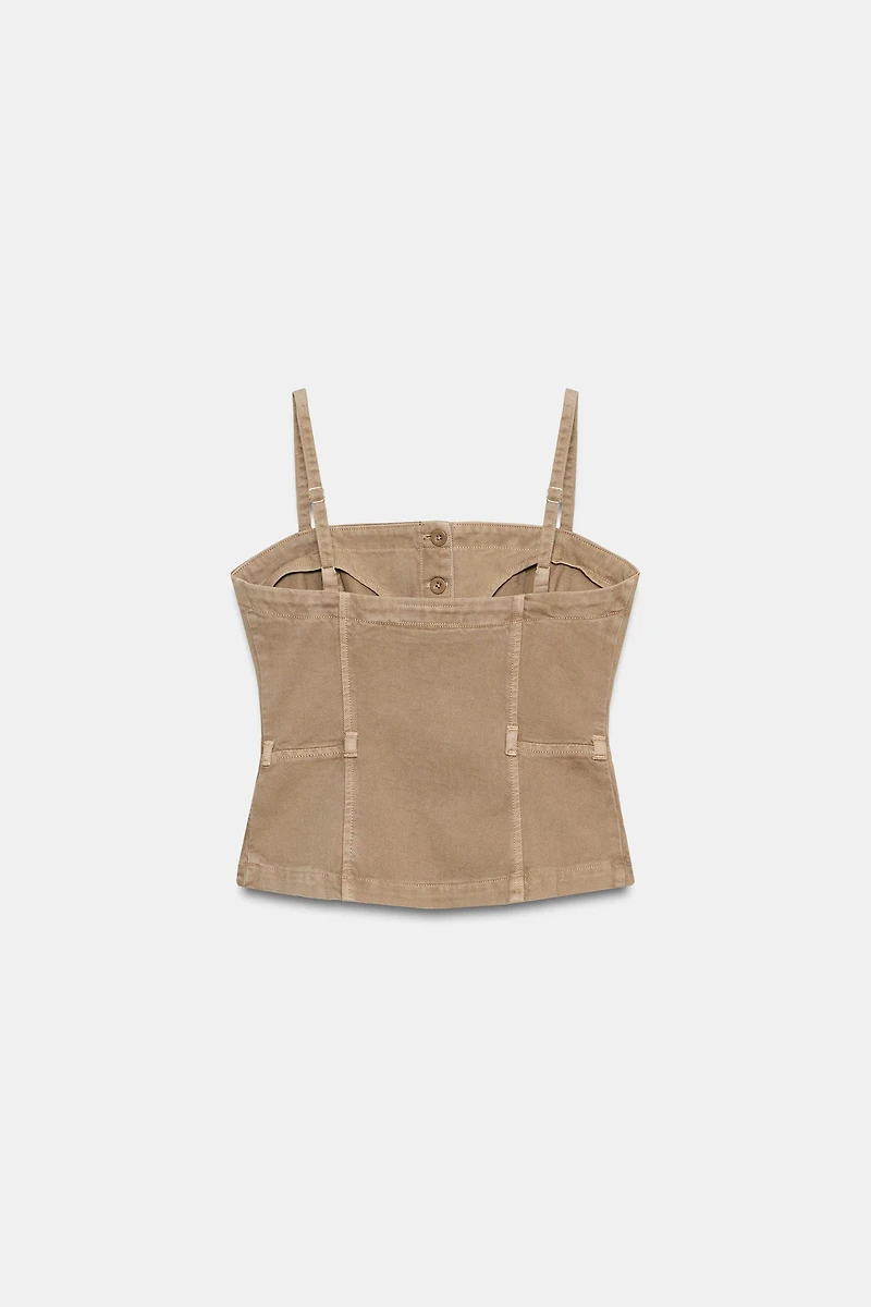 Z1975 DENIM STRAPPY CROP TOP