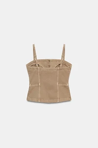 Z1975 DENIM STRAPPY CROP TOP