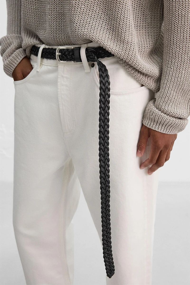 CEINTURE LONGUE EN CUIR TRESSÉ