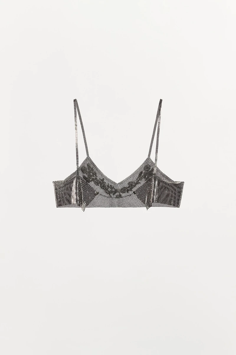 BEADED MESH FLOWER TOP