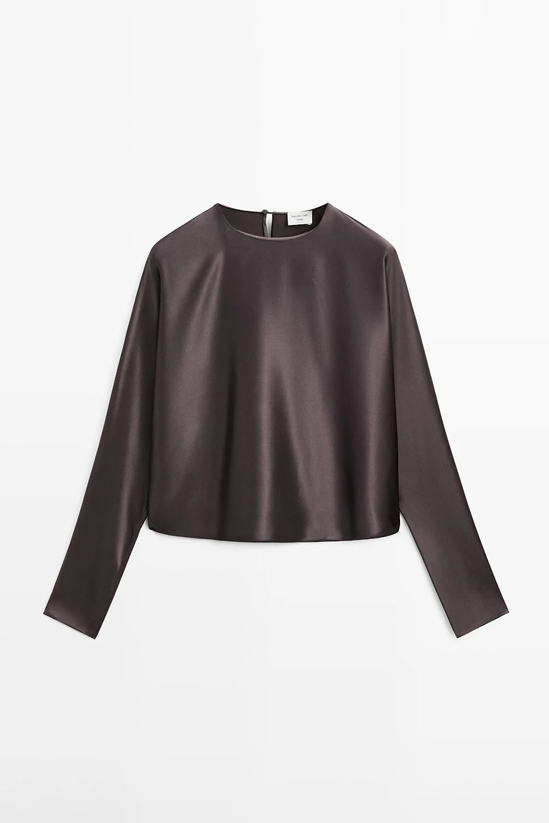 Blouse courte à manches chauve-souris 100 % soie - STUDIO
