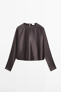 Blouse courte à manches chauve-souris 100 % soie - STUDIO