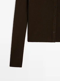 Ribbed wool blend cardigan