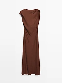 Long satin dress with open back