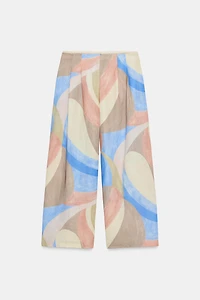 PRINTED WIDE-LEG TROUSERS