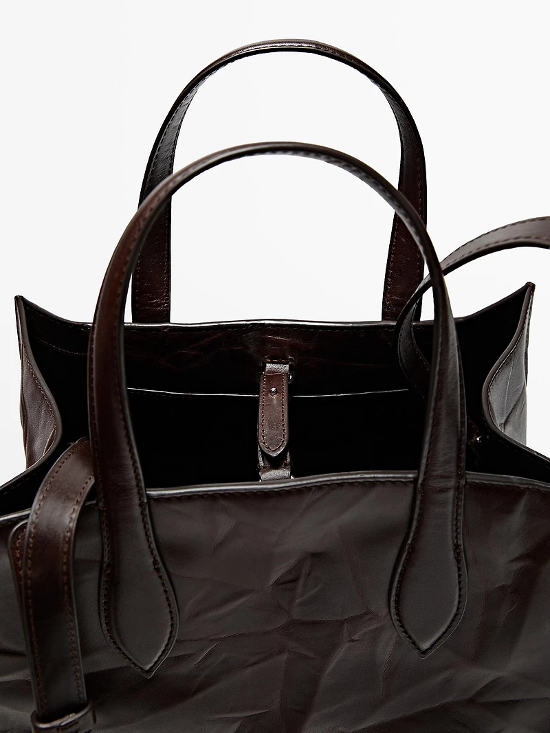 Mini-sac effet craquelé en cuir nappa