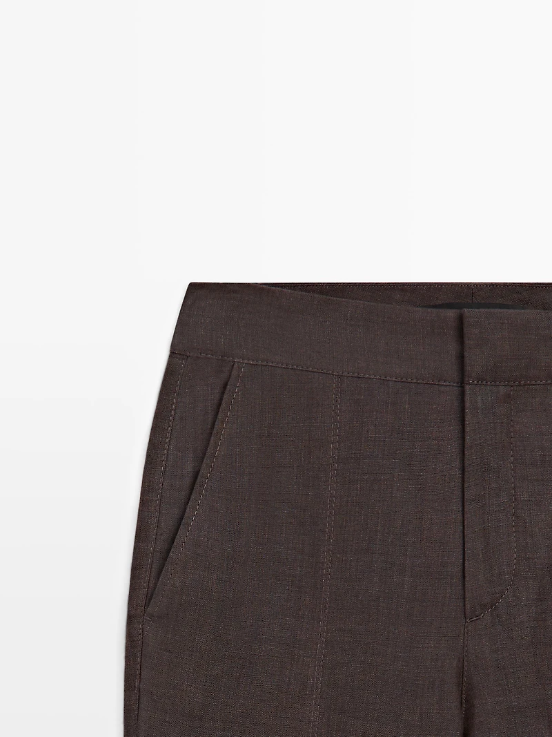 100% linen kick flare trousers