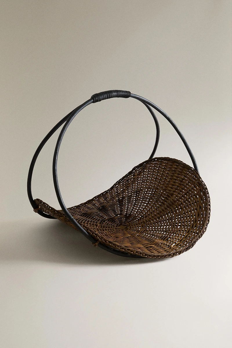 PANIER FLEURS ROTIN ET BAMBOU