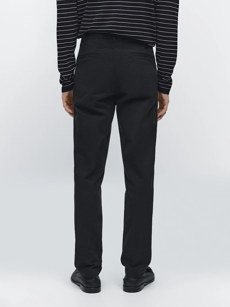 Cotton blend slim fit trousers