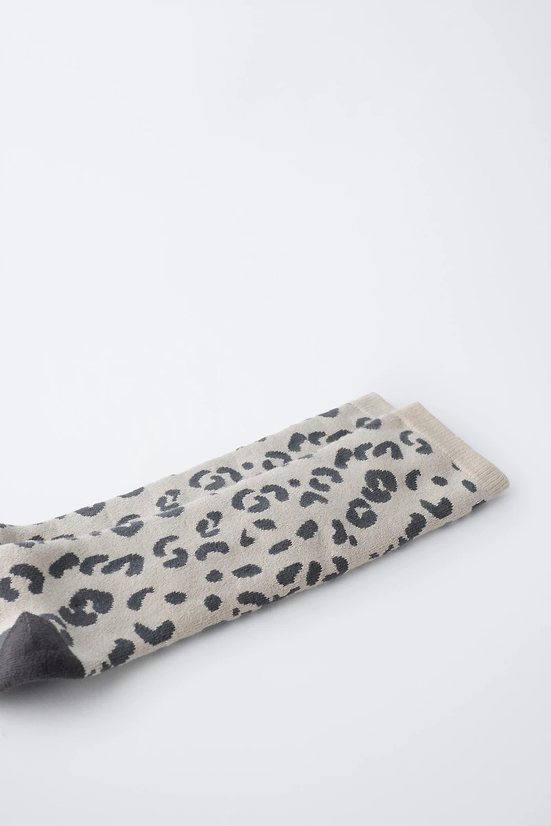 THERMAL ANIMAL PRINT LONG SOCKS