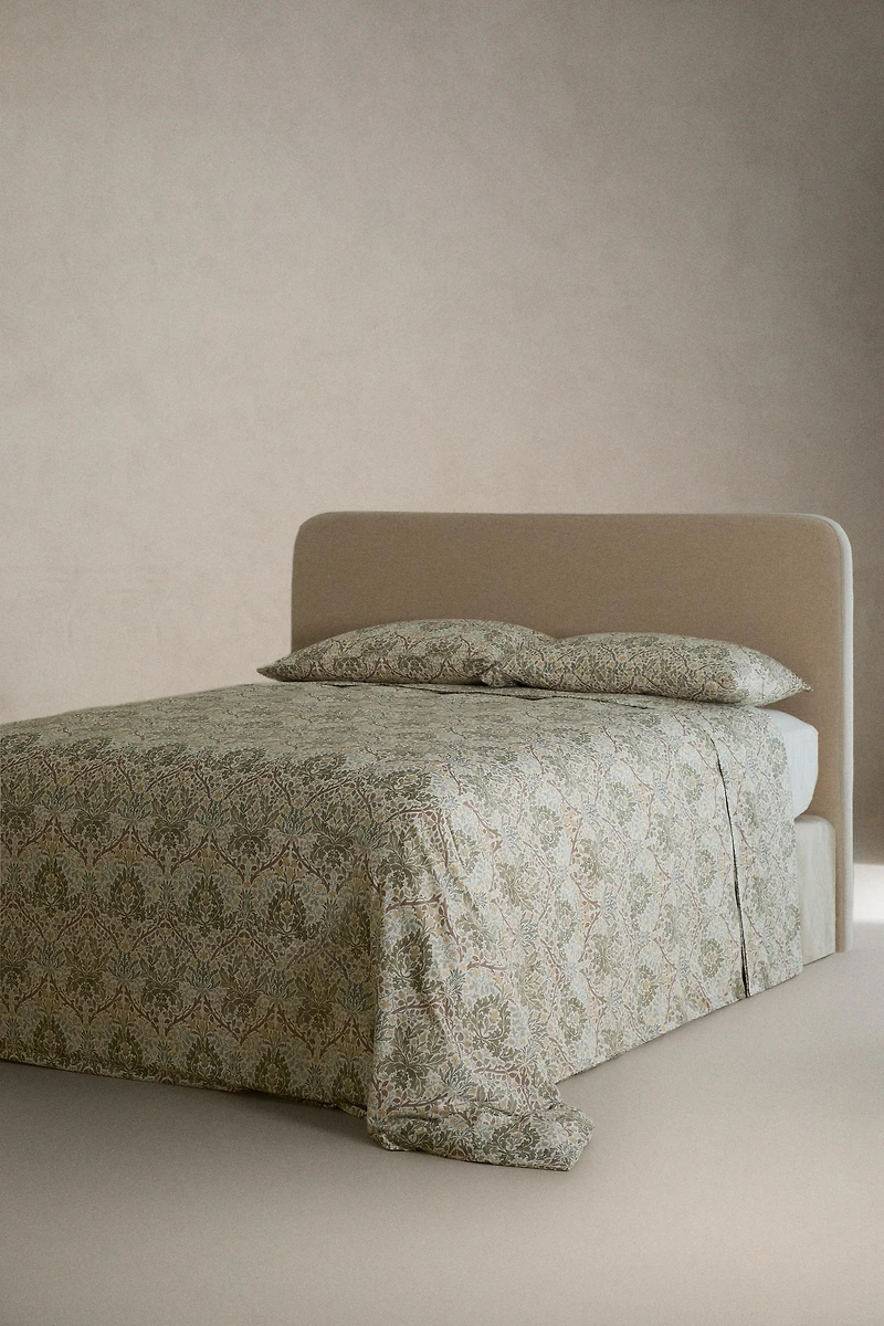 MORRIS & CO. LEAF PRINT COTTON SATEEN FLAT SHEET